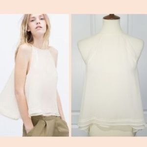 ZARA Ivory Halter Flowy Top -NWT - Size M